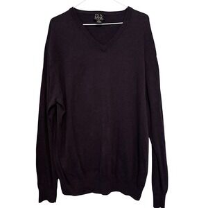 Jos A Bank Men's XL V Neck Sweater Classic Collection Purple Cotton Soft‎ Preppy